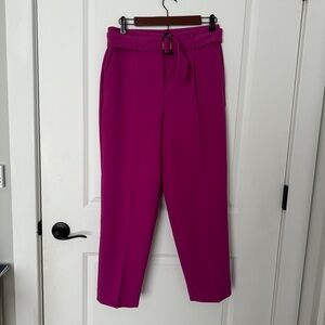 Ann Taylor Dark Magenta Belted Taper Pant Sz 4 (6) Like new!!